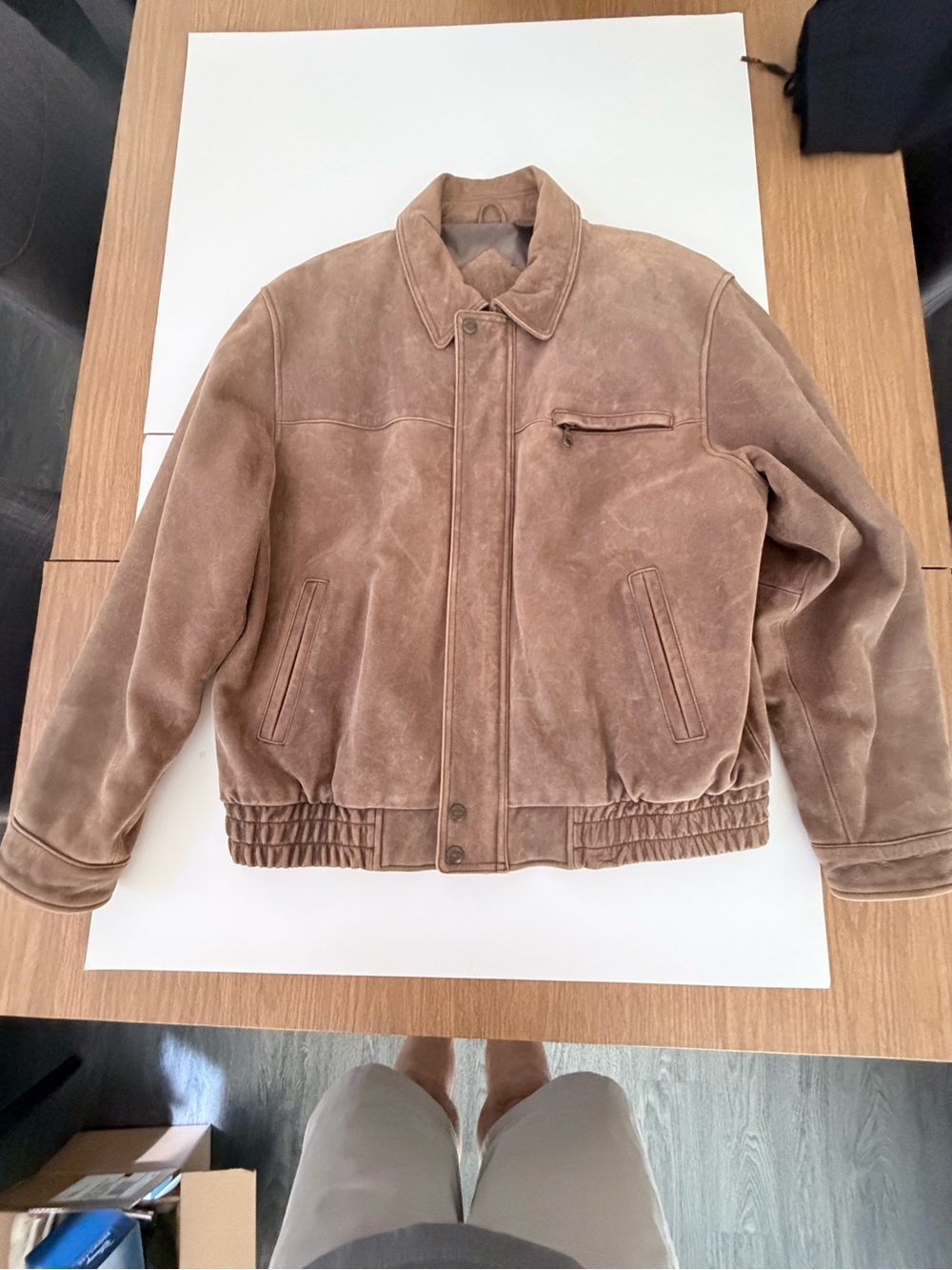 Outfitters Classic Brown soft Leather  Bomber Jacket - Timeless Casual Layer